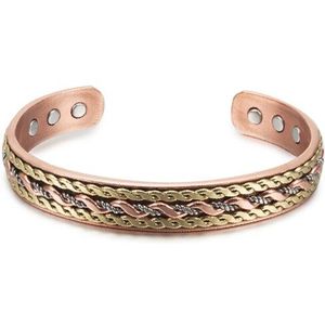 Vinterly Cross Koperen Armband Goud-Kleur Twisted Magnetische Armband Voor Vrouwen Verstelbare Manchet Koperen Armbanden En Armbanden Vrouwen