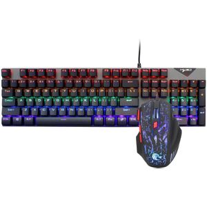 Rgb Mechanische Gaming Toetsenbord Computer Muis Gamer Set 104key Pckeypad 5500Dpi 7Key Wired Gaming Mouse Voor Pc Laptop Клавиатура