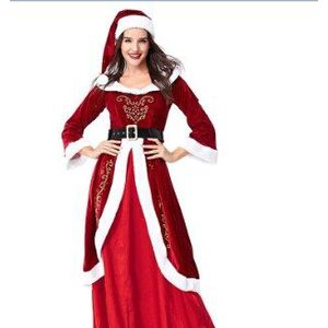 Mr Mrs Kerst Volwassen Cosplay Koppels Deluxe Fluwelen Kostuum Set Xmas Kerstman Rode Volledige Set Vrouwen christmsa Pak Outfit