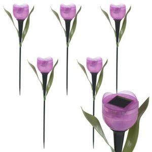 6 Pcs Tulip Bloemvorm Led Zonne-verlichting Outdoor Tuin Yard Landschap Gazon Decoratie Lamp Stok Tuin Solar Lamp