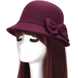 BomHCS Effen Kleur Lente Herfst Winter Warme Muts Fedora Vrouwen Mode Wol-achtige Cap F16919MZ2