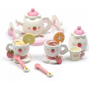 Baby speelgoed speelgoed kinderen familie speelgoed imitatie hout afternoon tea theepot meisje keuken keukengerei set