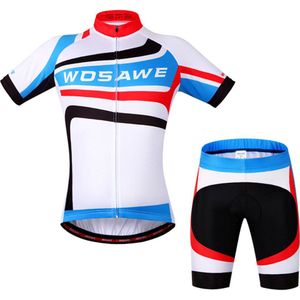 Zomer Rijden Pak Korte Mouw Lange/Korte Tijd Rijden Night Riding Racing Fietsen Outdoor Kleding Ademend Wit &amp; Blauw