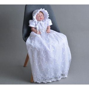 Wit Tulle Prinses Gown Baby Meisje Doop Jurken vloerlengte Lange Jurk voor Baby Shower Doop Jurk voor Verjaardag party