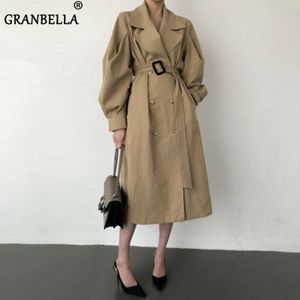 Lente Herfst Mode Streetwear Double Breasted Overjassen Casual Vrouwen Windjack Lantaarn Mouw Vrouwen Trenchcoats