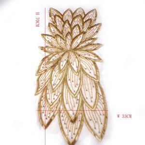 La Belleza Kralen Applique Patch, Grote Patch, Handgemaakte Crystal Rhinestones Gown Applique Accessoires, Goud Zwart Patch