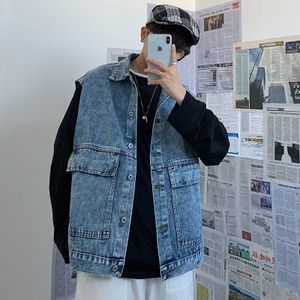 Denim Vest Rekbare Jeans Vest Mouwloos Denim Jas Voor Man