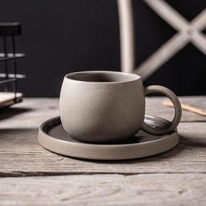 Keramische Mok Koffie Met Schotel Latte Koffie Cup Coffeeware Creatieve Porselein Mok Grof Aardewerk Kantoor Thee Mokken Koffie Cup