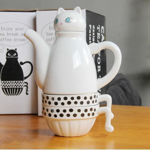 Japanse Katten Theepotten Leuke Koffie Sets Creatieve Cartoon Theepot Huishoudelijke Keramische Cup Melk Cups Japanse Theepot 1 Theepot 2 Cups