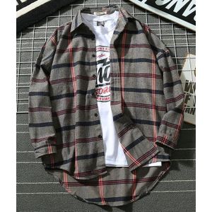 Mannen Student Lente En Herfst Retro Plaid Lange Mouw Mannelijke Shirt Tiener Japanse Stijl S11