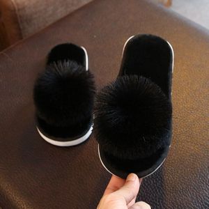 Herfst Pluche kinderen Slippers Meisjes Mode Fleece Thuis Indoor Non-slip Slippers Effen Slippers Kids Maat 26-35 leuke