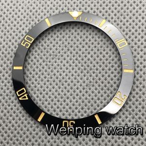 38Mm Blackceramic Bezel Goud Digitale Marker Insert Fit 40Mm Horloge Case Mens Horloge Bezel