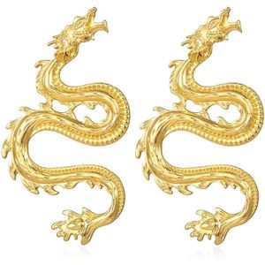 Unieke Chinese Draak Oorbel Lange Stud Oorbellen Voor Vrouwen Chic Metal Dragon Verklaring Oorbellen Sieraden Femme Bijoux