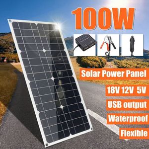 100W Mono Zonnepaneel Monokristallijn Dual Usb Batterij Flexibele Lader Camping