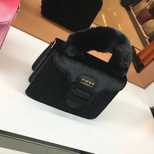Winter Corduroy Handtassen Voor Vrouwen Retro Flush Top-Handvat Tassen Flap Bag Lady Crossbody Messenger Bags Bont handvat