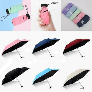Zonnige Rainny Pocket Paraplu Anti UV Mini Vijf opvouwbare Winddicht Lichtgewicht Reizen Vrouwen