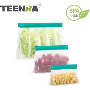 TEENRA 1Pcs Peva Voedsel Opslag Container Herbruikbare Vriezer Zak Ziplock Lekvrij Vruchten Verse Zak Stand Up Zip Shut zak