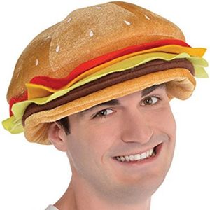 Fast Food Fancy hoed Vrouwen Mannen Hamburger Fancy Dress Hat Party Carnaval Kerst Kostuum Accessoire Feestelijke Hamburger Hoed