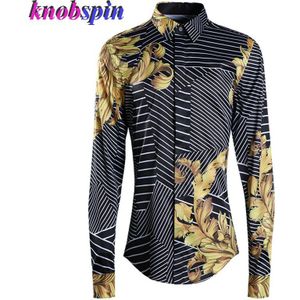 Originele Gestreepte Gedrukt Mannen Shirt Turn-Down Kraag Lange Mouwen Slanke Casual Chemise Homme Bedrijf Mannelijke Jurk shirts