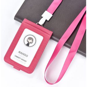 Nahoo PU Lederen ID Badge Case Clear En Kleur Grens Lanyard Gaten Bank Credit Card Houders ID Badge Houders Accessoires