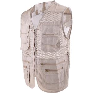 Multifunctionele Vest Heren Zomer Vrijetijdsbesteding Outdoor Plus Size Vis Vest Beige Outdoor Vissen Vest