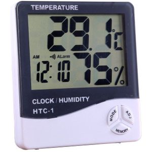 Gratis Een Batterij Lcd Digitale Temperatuur Vochtigheid Meter Thuis Indoor Outdoor Hygrometer Thermometer Met Wekker