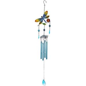 1Pc Hummingbird Smeedijzeren Wind Chime Diamant Glas Geschilderd Bel Bee Libel Windgong Buis Tuin Hangers Acryl Decor