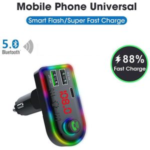 Bluetooth-Compatibele Versie 5.0 Fm-zender Auto Ontvanger Handsfree Mobiele Telefoon Navigatie Call Dual Usb Snel Opladen