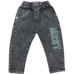 Kinderen Jeans Baby Geborduurde Brief Afdrukken En Najaar Rechte Pijpen Broek Gewassen Denim Casual Broek