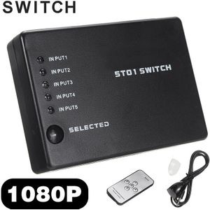 Pohiks 1Pc Draagbare 5 In 1 Out Splitter 1080P Hd Switcher Distributeur Met Afstandsbediening Voor PS3/Xbox6