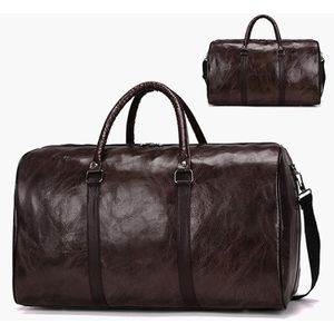 Lederen Reistas Grote Duffle Onafhankelijke Grote Fitness Tassen Handtas Tas Bagage Schoudertas Zwarte Mannen Mode Rits Pu