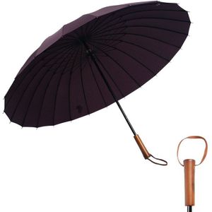 24K Lange Paraplu Heren Voor Dames Effen Kleur Reizen Winddicht Paraplu Lange Houten Handvat Paraplu Outdoor
