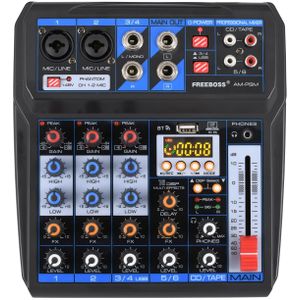 Freeboss AM-PSM Dc 5V Bluetooth Usb Computer Opnemen Geluidskaart 6 Kanaals 2 Mono 2 Stereo 16 Effecten Audio mixer