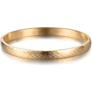 Lokaer Klassieke Titanium Staal Gesneden Oppervlak Armbanden & Bangles Luxe Rose Goud Kleur Wedding Bangle Sieraden Voor Vrouwen B18026