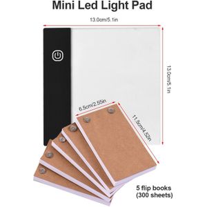 Flip Boek Kit Met Mini Licht Pad Led Lightbox Tablet Gat 300 Vellen Flipbook Papier Binding Schroeven Voor Animatie Schetsen