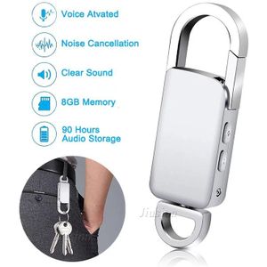 Sleutelhanger 8Gb Digitale Voice Recorder Voice Activated Opname Usb Flash Drive Zilver Audio Sound Dictafoon Draagbare MP3 Speler