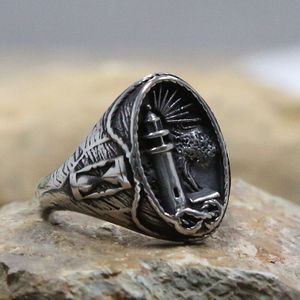 Vintage Gothic Viking Vuurtoren Ring 316L Roestvrij Staal Mens Nautische Signet Ring Mannelijke Punk Biker Ring Sieraden Maat 7-15