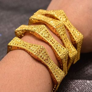 4 stuks Dubai Arabische tarwe Goud Kleur Armband & Bangles voor Vrouwen Girl Islam Moslim Arabische Midden-oosten Wedding Koper sieraden Bangle