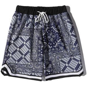 Elkmu Bandana Shorts Mannen Harajuku Streetwear Shorts Zomer Hip Hop Knie Lengte Broek Bandana Mannelijke Bodems HM159
