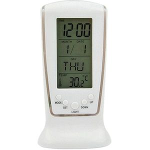 Led Digitale Wekker Met Blauwe Achtergrondverlichting Elektronische Kalender Thermometer