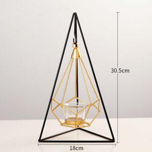 Nordic Geometrische Kandelaar Iron Gold Kroonluchter Kaars Lantaarn Bruiloft Props Ambachten Woonkamer Tafel Kaars Houder Decoratie