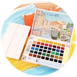 Sakura Petit Kleur Solide Aquarel Verf Set Water Kleuren Cake Set Japan 24 Kleuren 36 Kleuren 48 Kleuren