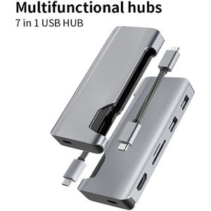 7 In 1 Usb C Laptop Docking Station 2USB 3.0 + 4K Hdmi + Tf + Sd + RJ45 gigabit Pd + Type C Dock Usb Hub