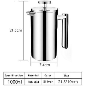 Coffee Tea Pouring Kettle Insulated Stainless Steel French Presses Coffee Maker Best Double Walled Cafetiere Pot 350-1000ML