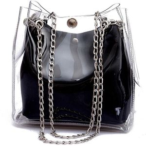 Vrouwen Kleine Emmer Zakken Plastic Transparante Bakken Composiet Chain Bag Vrouwelijke Mini Jelly Handtassen Zwart