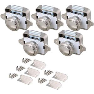 5Pcs 26Mm Opening Gat Parel Nikkel Keyless Drukknop Kabinet Klink Knop Voor Camper Caravan Kast Kastdeur