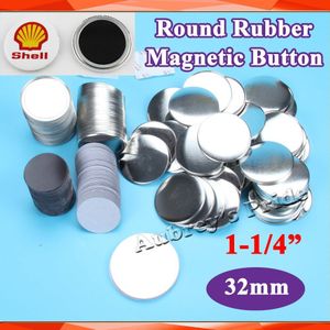 1-1/4 &quot;32Mm 100 Sets Zachte Rubberen Koelkast Dialoogvenster Magnetische Badge Button Maker Terug Metalen button Supply Materialen