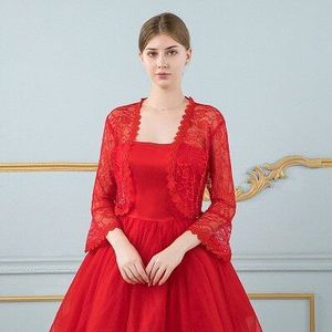 Elegante Vrouwen Zwart Kant Jas Voor Trouwjurk Lange Mouwen Geappliceerd Boleros Avond Party Wraps