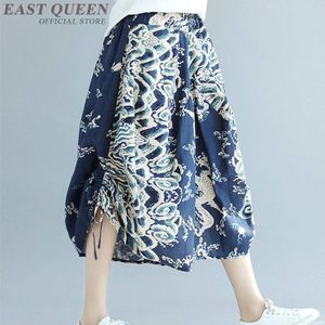 Chinese traditionele bodems elastische taille bloemenprint losse bud stijl harembroek casual middelbare leeftijd vrouwen broek DD1268