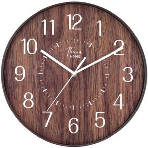 Thinia Home - Wandklok - Donker Hout - Ø 30 Cm